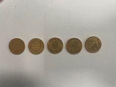 France. 2nd Republic, Five gold 20 Francs, 1848, 1849 & 1851 x 3, (5)