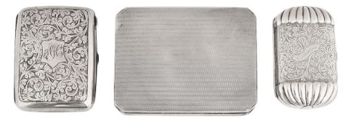 A George V engine turned silver cigarette case; others (3)