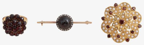 A collection of garnet set jewellery