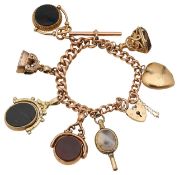 A 9ct fobs on chain bracelet