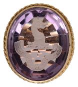 An amethyst intaglio ring