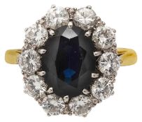 A sapphire and diamond cluster ring