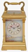 A French Anglaise Riche ormolu & painted porcelain repeater carriage clock