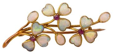 An Edwardian opal and ruby brooch