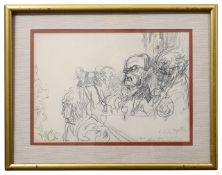 Feliks Topolski (Polish, 1907-1909) 'A Moot heat in Gray's Inn Hall'