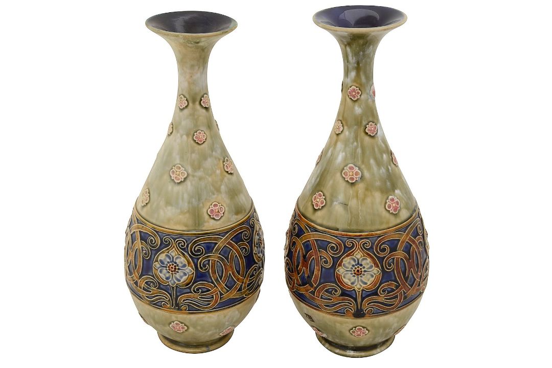 A pair of Royal Doulton Art Nouveau stoneware vases c.1900