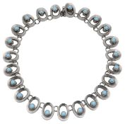 A Mexican silver and turquoise set necklace
