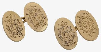 A pair of 18ct gold oval cufflinks