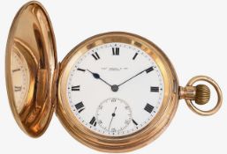 A 9ct full gold hunter keyless pocket watch