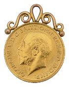 A George V full sovereign pendant