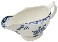 A Lowestoft blue and white porcelain sauce boat c.1770