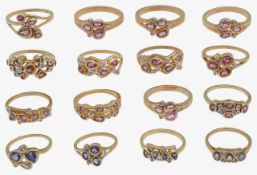 A collection of gem-set rings