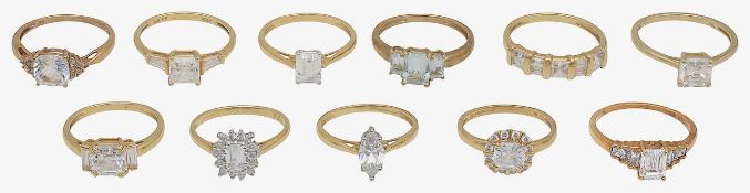 A collection of colourless gem set jewellery