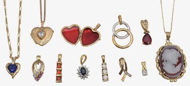 A collection of pendants and chains