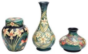 A modern Moorcroft 'Carousel' ginger jar and two vases designed by Rachel Bishop (3)