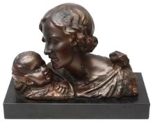 Alexandre Ouline (Belgian, 1918-1940) 'Maternite', a patinated bronze