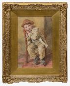 William Henry Hunt (British, 1790-1864) 'Portrait of seated boy'