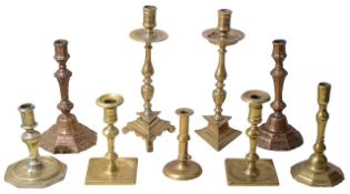 A collection of late 17th /18th century continental candlesticks