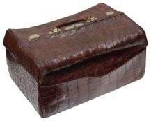 A large crocodile leather Gladstone bag