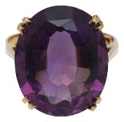 An amethyst single stone ring