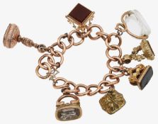 A link bracelet suspending assorted fob seals