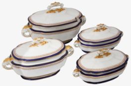 Four Royal Worcester vitreous tureens
