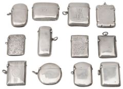 A collection of Victorian and later silver vesta cases