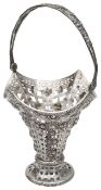 A German .800 silver swing handled flower basket