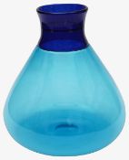 Ludovico Diaz de Santillana Venini 'Colletti' Series incalmo glass two tone blue vase