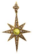 A peridot and diamond star pendant