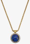 An 18ct gold, black opal and diamond set pendant