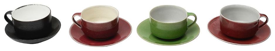 Rupert Spira (British b.1960) Four studio pottery teacups and saucers