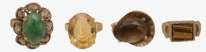 A collection of gem-set rings