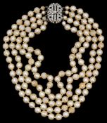 A faux pearl four strand necklace from the collection B. Cartland