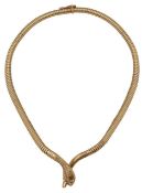 A 1950s 9ct gold articulated snake necklace