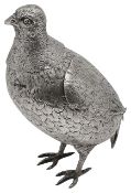 A late 19th century German silver model of a grouse