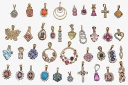 A collection of gem set pendants