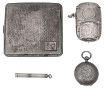 A late Victorian combination sovereign, stamp and vesta case together with other items