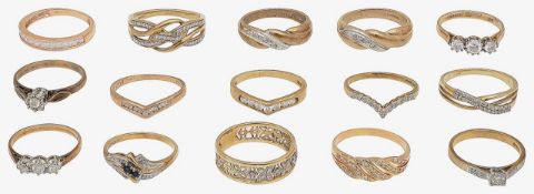 A collection of diamond and gem set rings