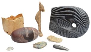 A Contemporary Abstract Wood Sculpture and other items (8)