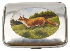 A late Victorian silver and enamel cigarette case
