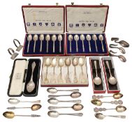 Cased silver coffee spoons and other silver