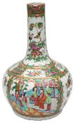 A large 19th century Chinese famille rose canton bottle vase