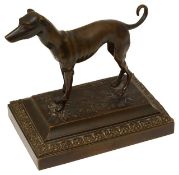 A French empire patinated bronze figure of a greyhound