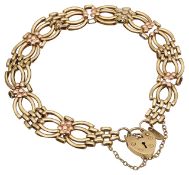 A 9ct gold fancy gate bracelet
