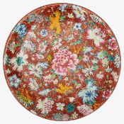 A 19th century Chinese famille rose millefleurs porcelain charger