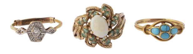 Three gem set dress rings