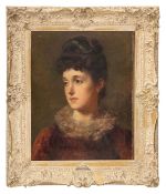 Late 19th century British School, 'Portrait of lady wearing a coat with a fur collar'