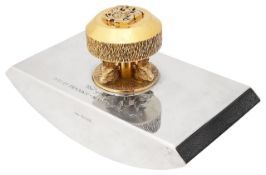 Grant MacDonald. An Elizabeth II large silver and parcel-gilt desk blotter