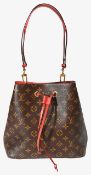 A Louis Vuitton NeoNoe red bucket bag